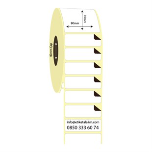 Termal Sürsajlı-Örtücü Etiket (sticker)80mm x 30mm Termal Sürsajlı Etiket