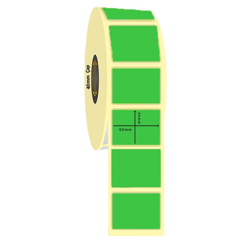 60mm x 30mm Termal Yeşil Renk İlaç Etiketi