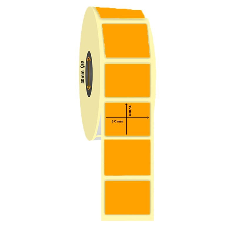 60mm x 40mm Turuncu Renk Termal İlaç Etiketi