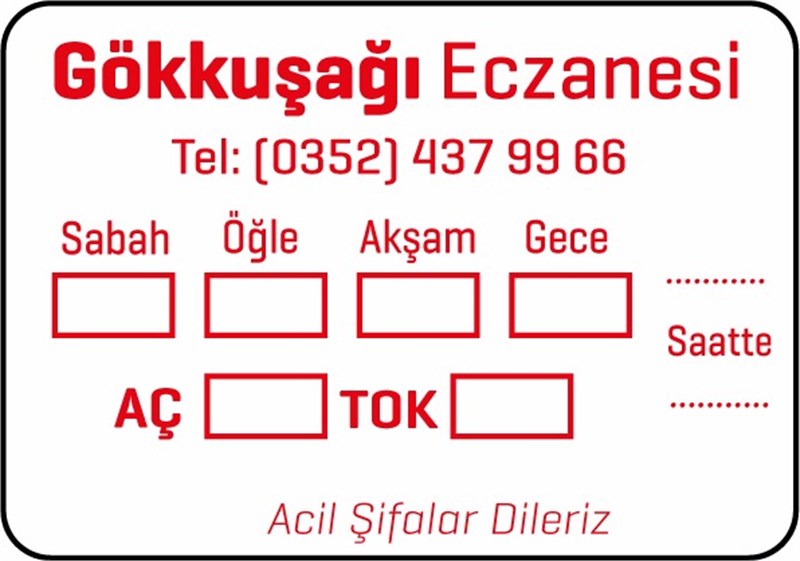 Eczane İlaç Etiketi (Reklam Baskılı)