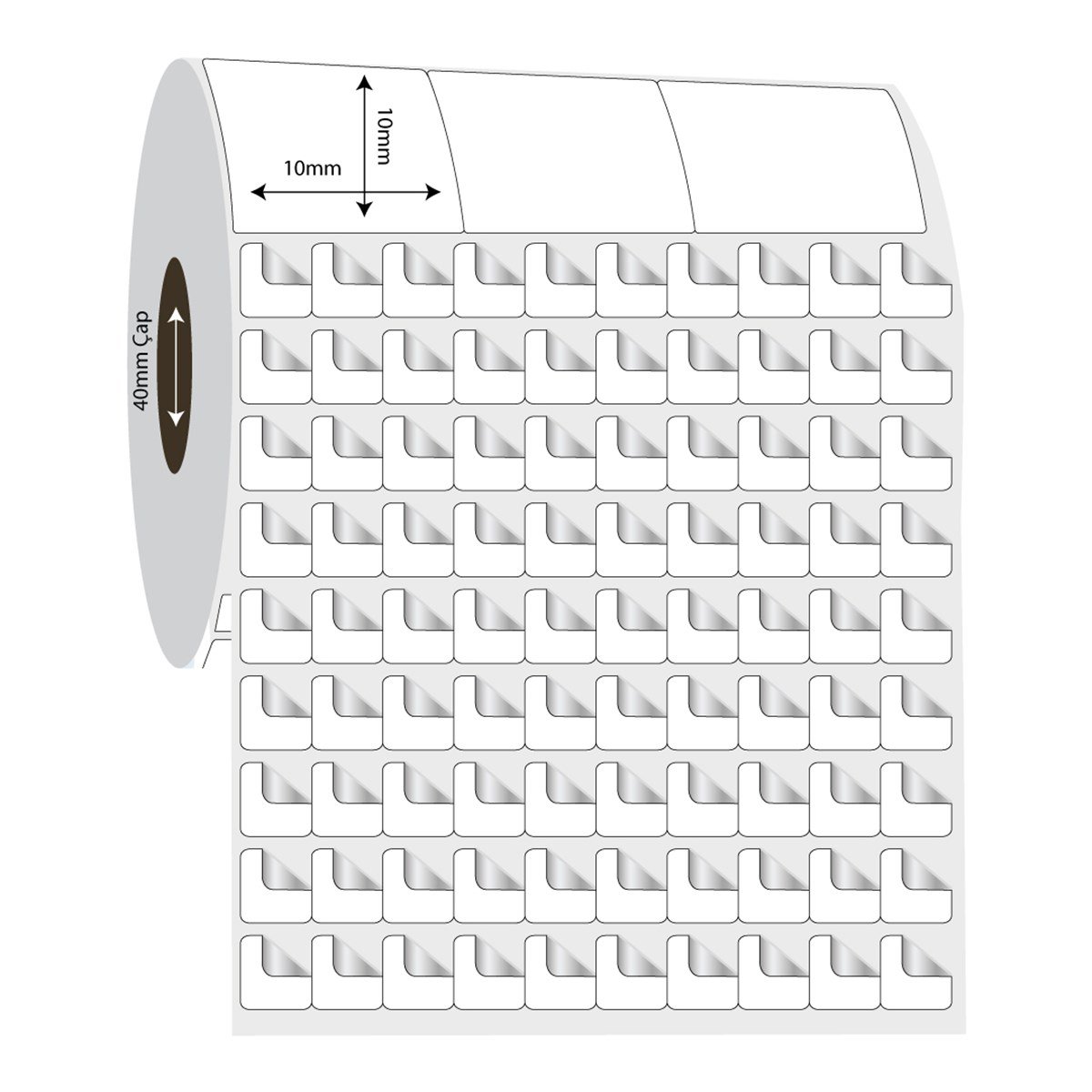 Fastyre Etiket (Sticker)10mm x 10mm 10'lu Bitişik Fastyre Etiket