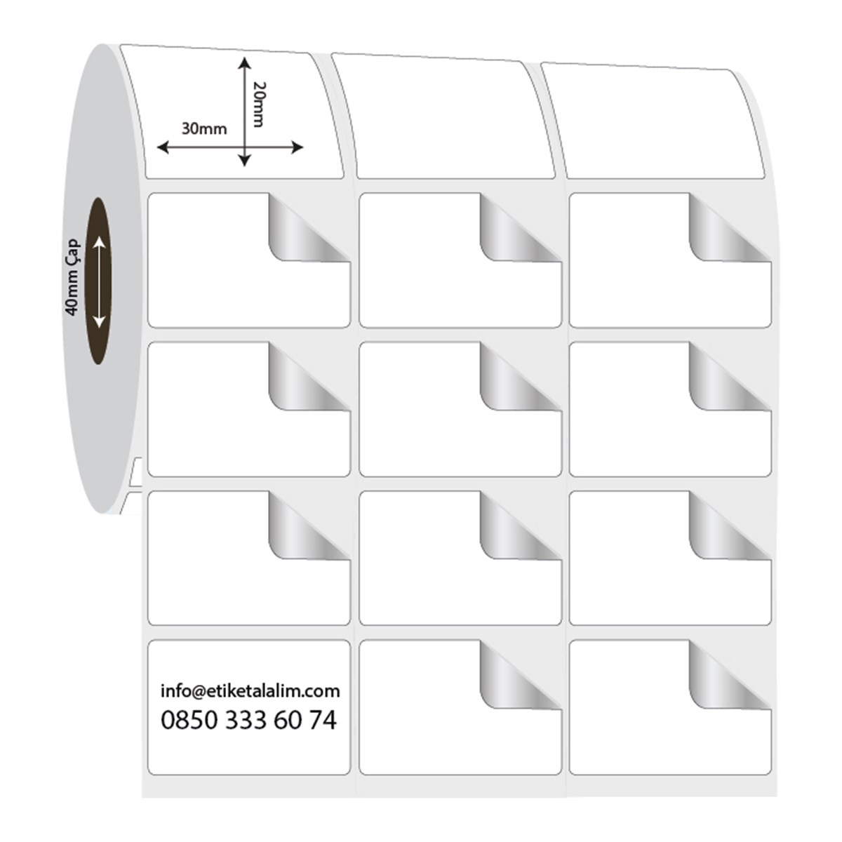 Fastyre Etiket (Sticker)30mm x 20mm 3'lü Ara Boşluklu Fastyre Etiket