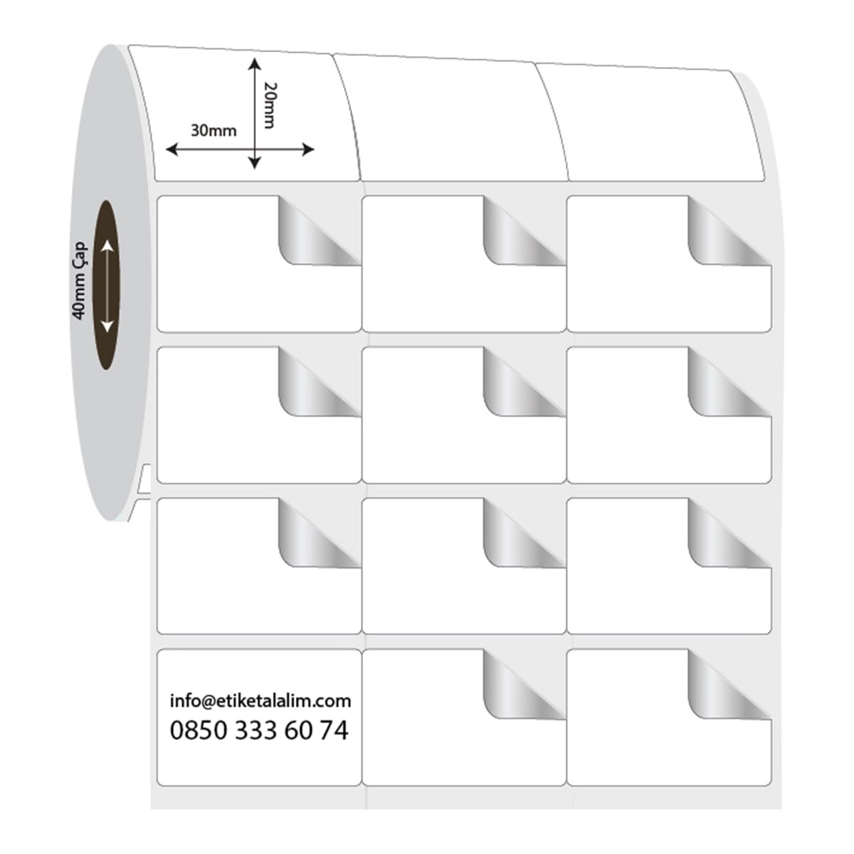 Fastyre Etiket (Sticker)30mm x 20mm 3'lü Bitişik Fastyre Etiket