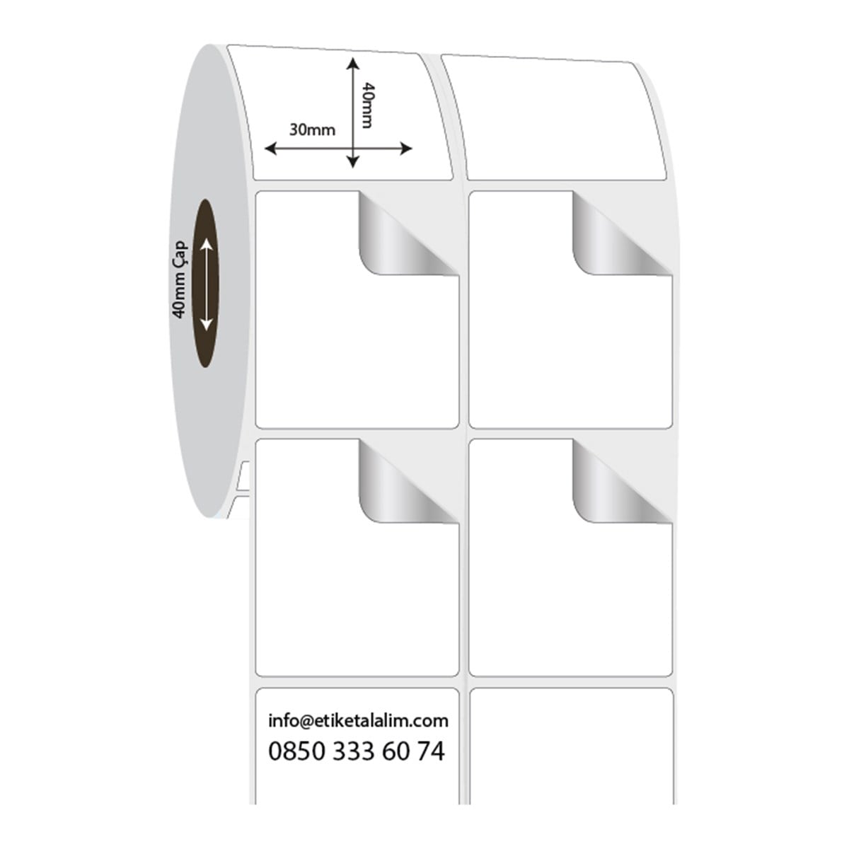 Fastyre Etiket (Sticker)30mm x 40mm 2'li Ara Boşluklu Fastyre Etiket