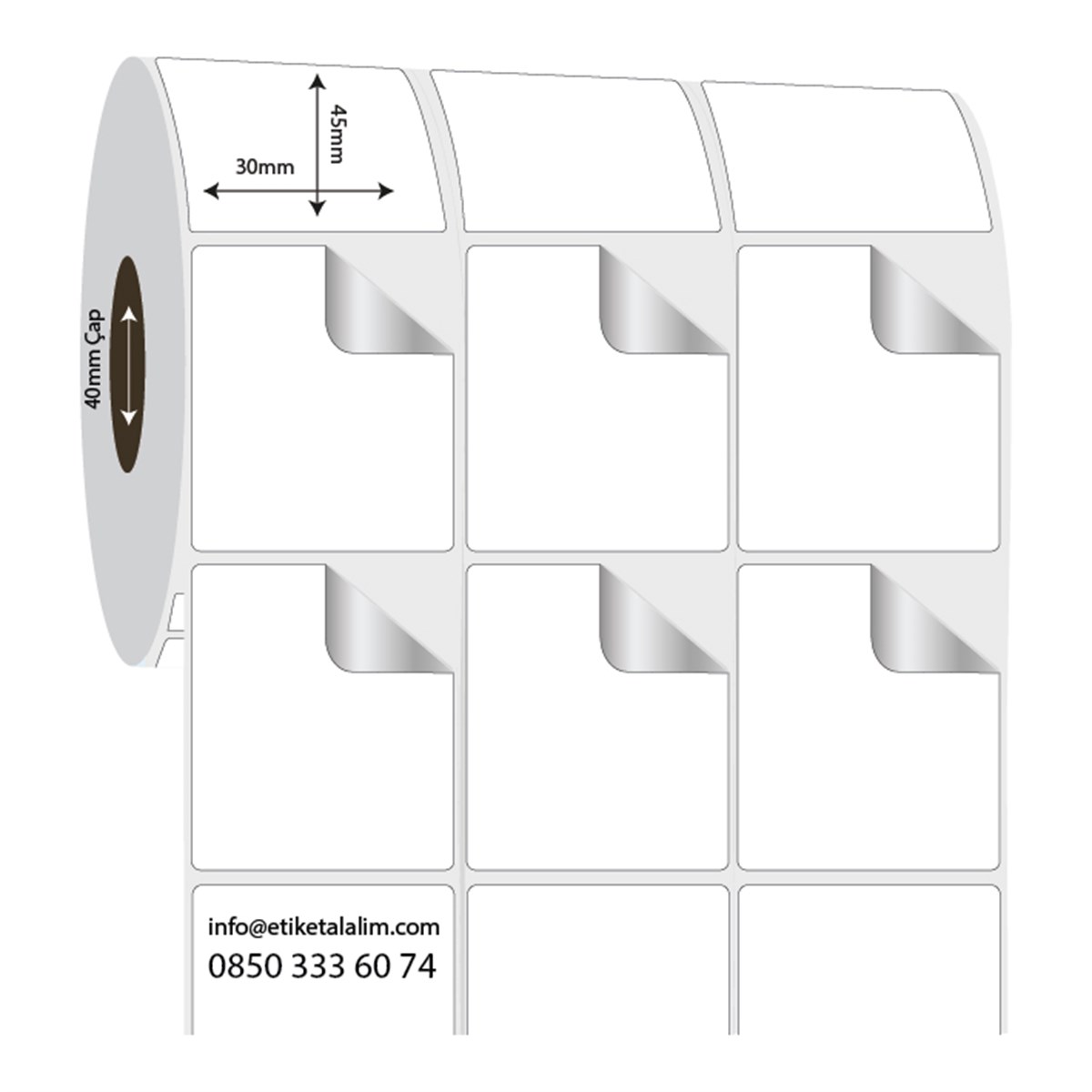 Fastyre Etiket (Sticker)30mm x 45mm 3'lü Ara Boşluklu Fastyre Etiket