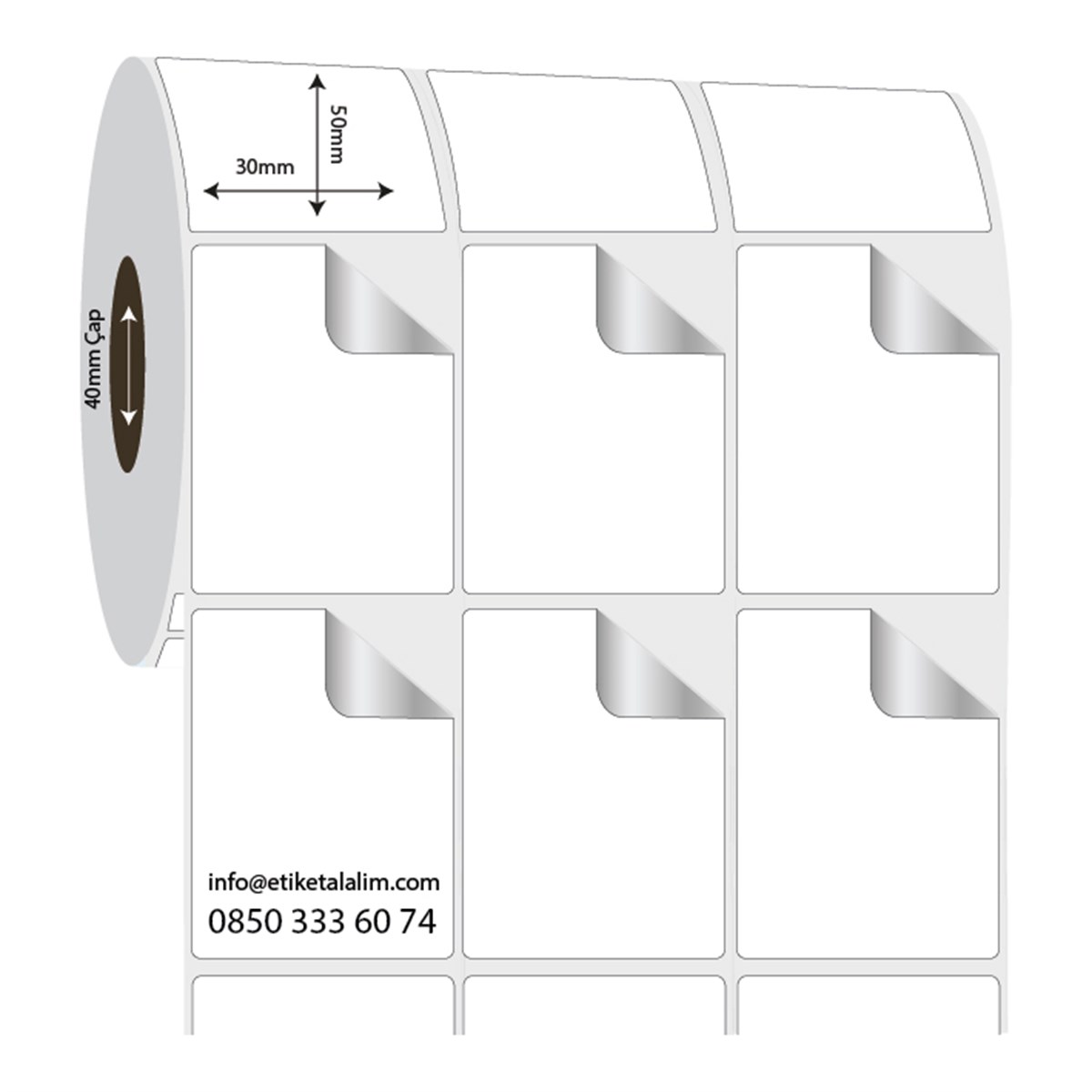 Fastyre Etiket (Sticker)30mm x 50mm 3'lü Ara Boşluklu Fastyre Etiket