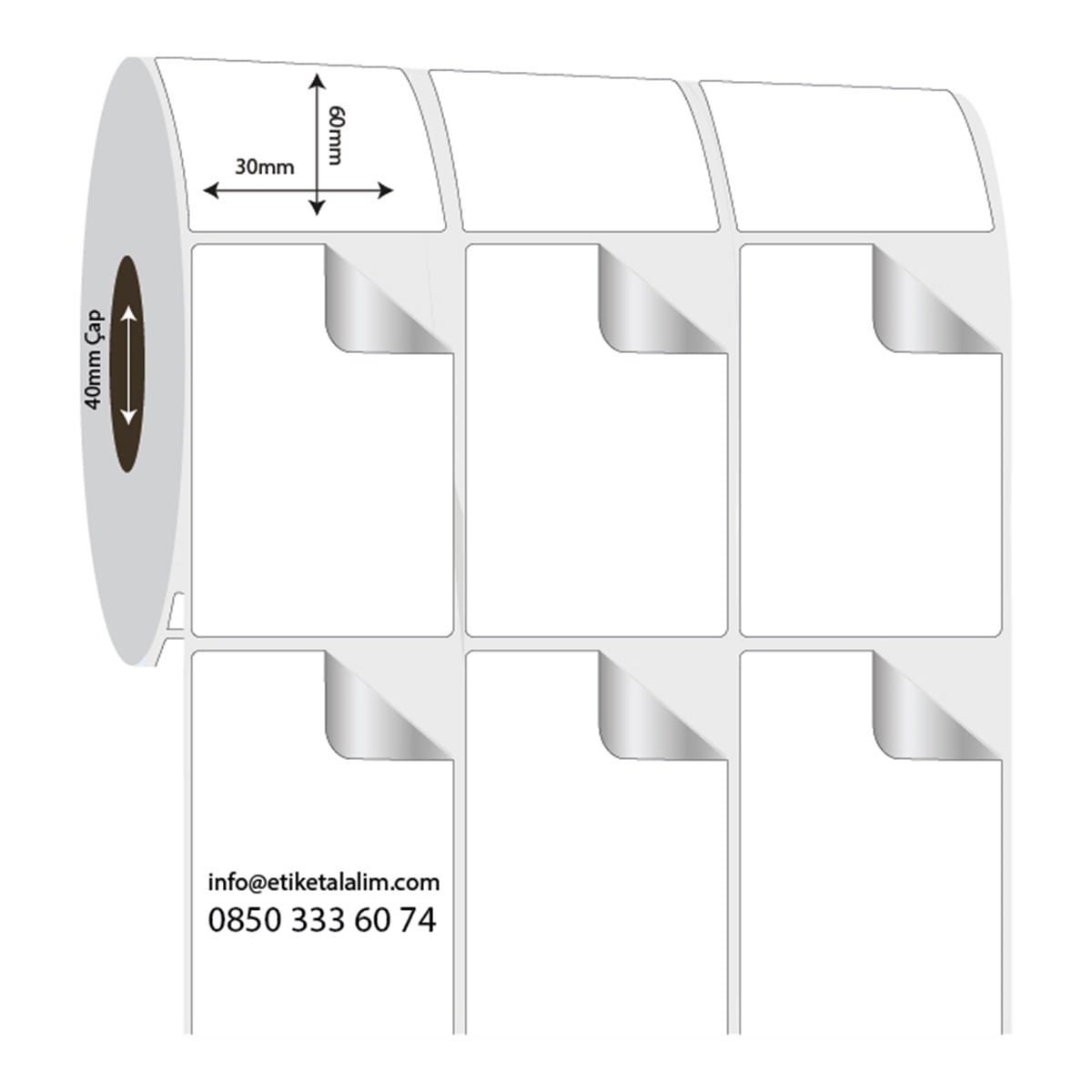 Fastyre Etiket (Sticker)30mm x 60mm 3'lü Ara Boşluklu Fastyre Etiket
