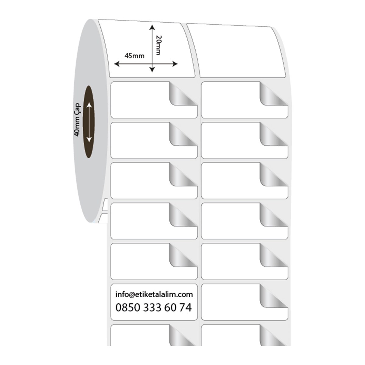 Fastyre Etiket (Sticker)45mm x 20mm 2'li Ara Boşluklu Fastyre Etiket
