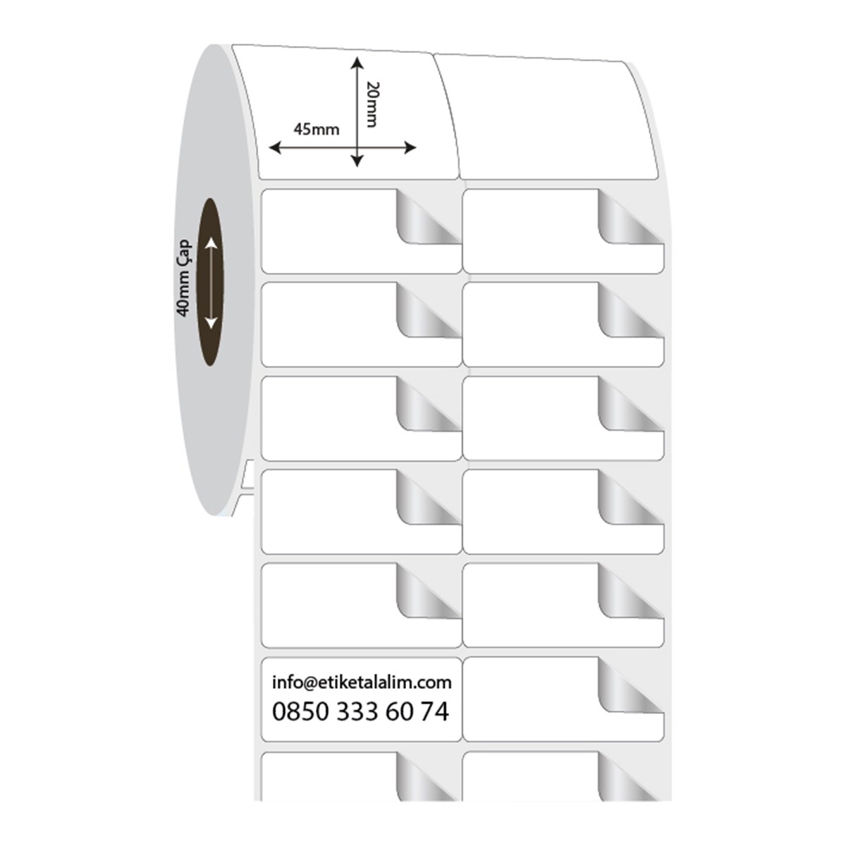 Fastyre Etiket (Sticker)45mm x 20mm 2'li Bitişik Fastyre Etiket