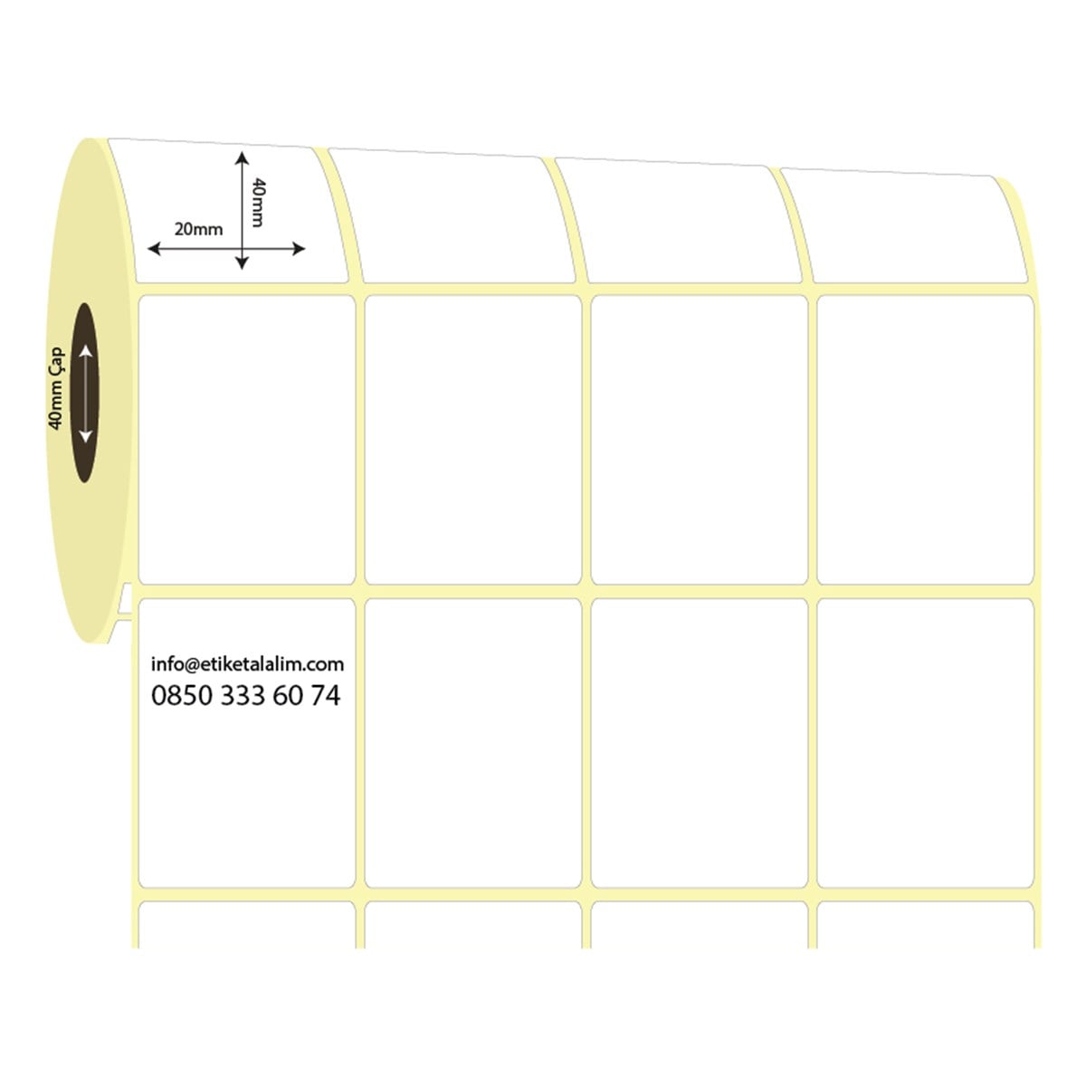 Kuşe Etiket (Sticker)20mm x 40mm 4'lü Ara Boşluklu Kuşe Etiket