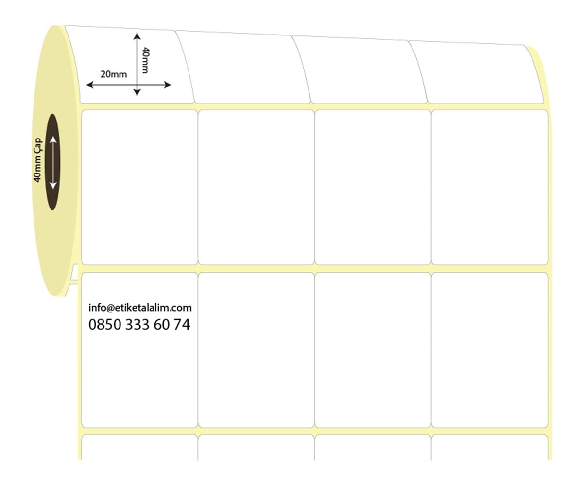 Kuşe Etiket (Sticker)20mm x 40mm 4'lü Bitişik Kuşe Etiket