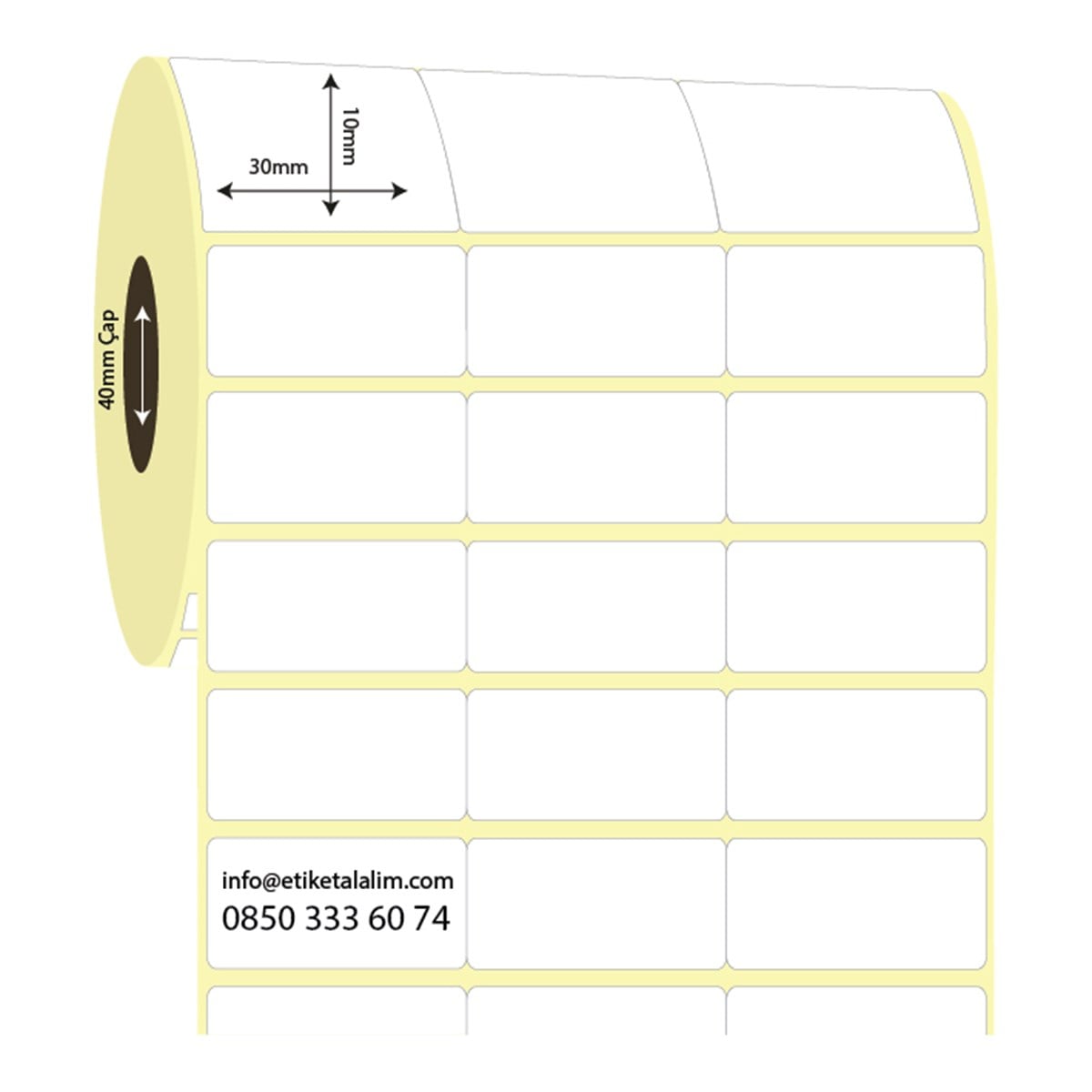Kuşe Etiket (Sticker)30mm x 10mm 3'lü Bitişik Kuşe Etiket 