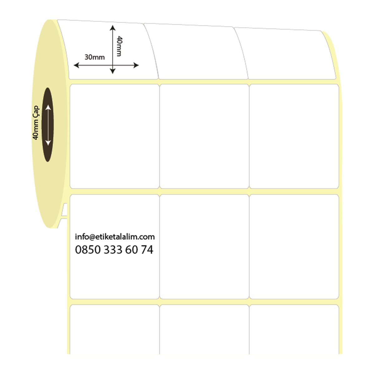 Kuşe Etiket (Sticker)30mm x 40mm 3'lü Bitişik Kuşe Etiket