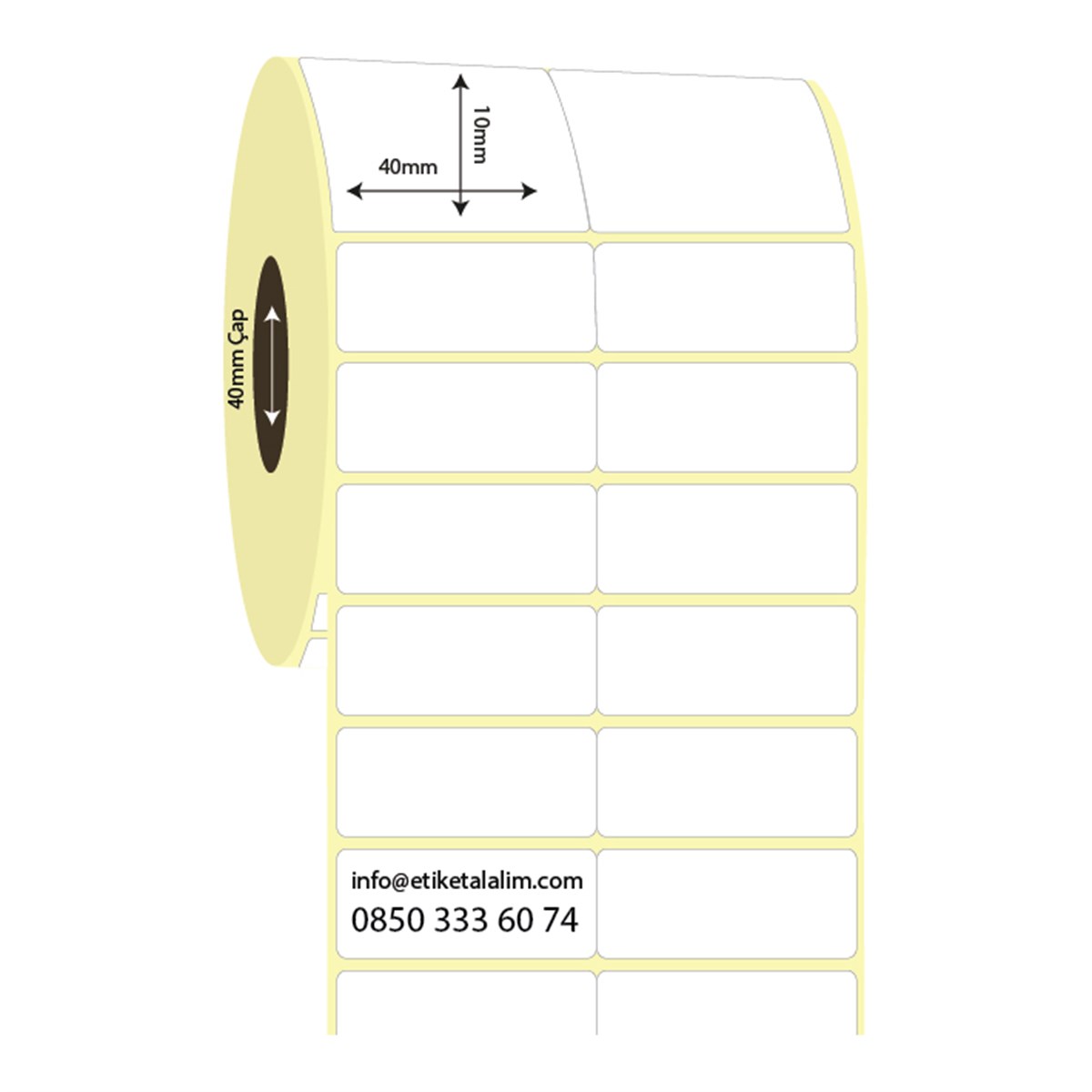 Kuşe Etiket (Sticker)40mm x 10mm 2'li Bitişik Kuşe Etiket