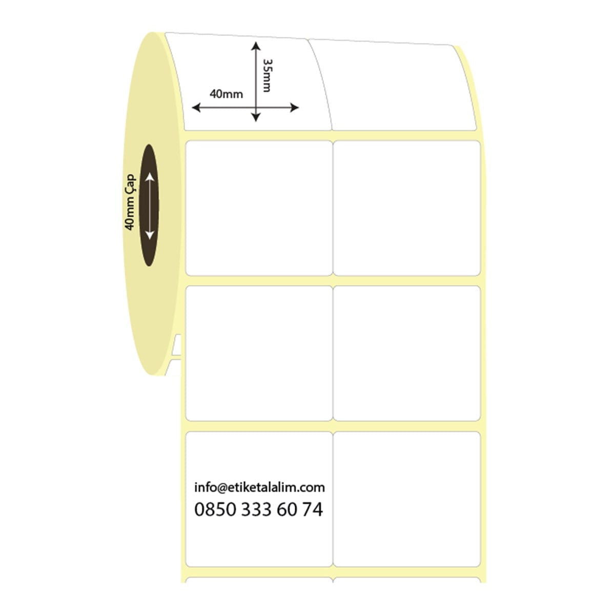 Kuşe Etiket (Sticker)40mm x 35mm 2'li Bitişik Kuşe Etiket