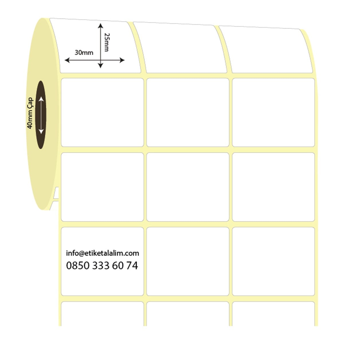 Lamine Termal (Sticker)30mm x 25mm 3'li Ara Boşluklu Lamine Termal Etiket