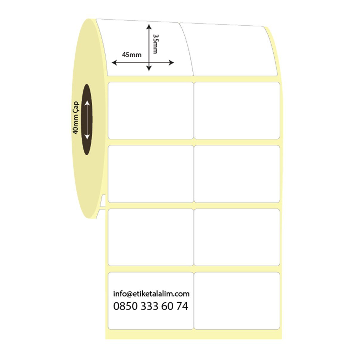 Lamine Termal (Sticker)45mm x 35mm 2'li Bitişik Lamine Termal Etiket