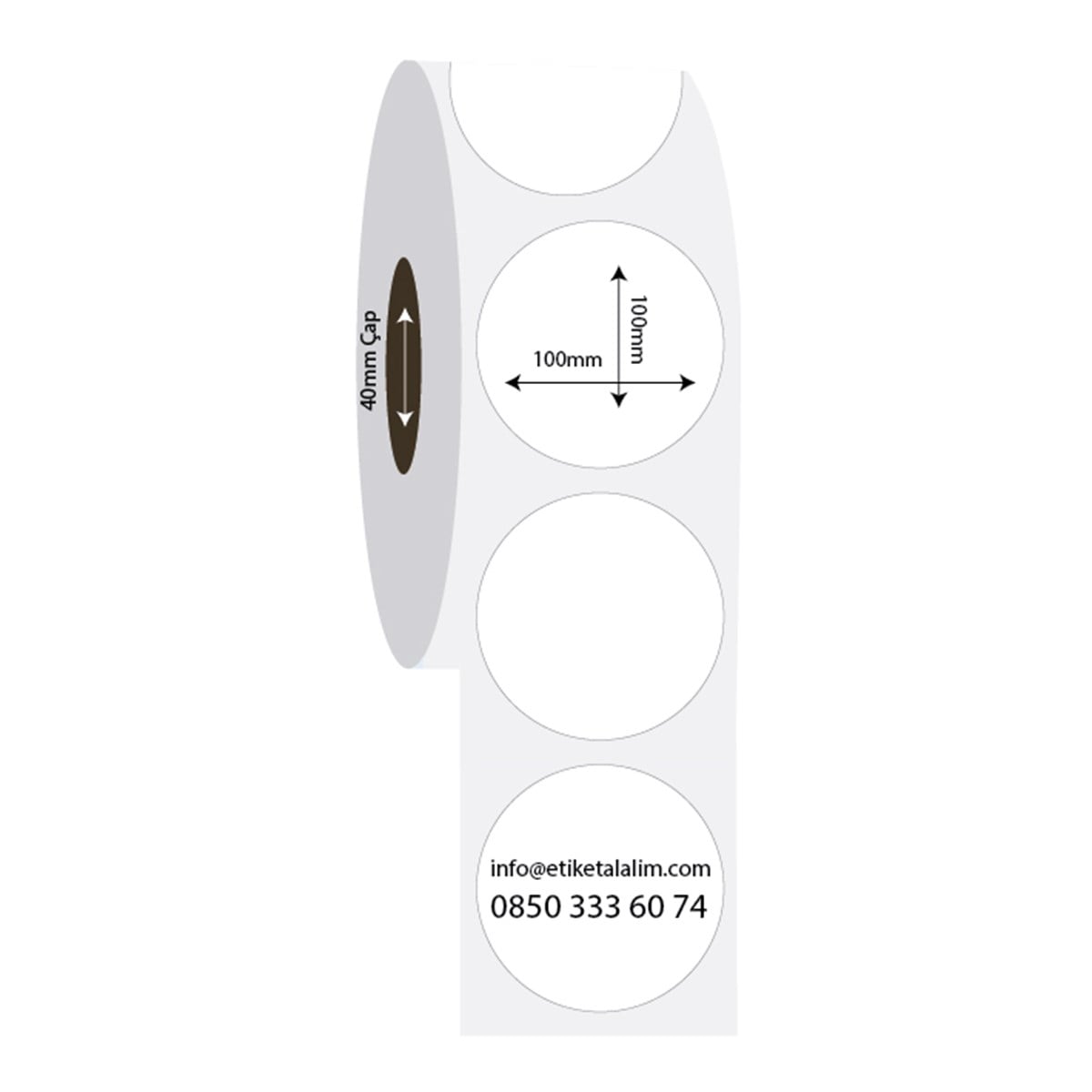 PP Opak Etiket100mm x 100mm Oval PP Opak Etiket