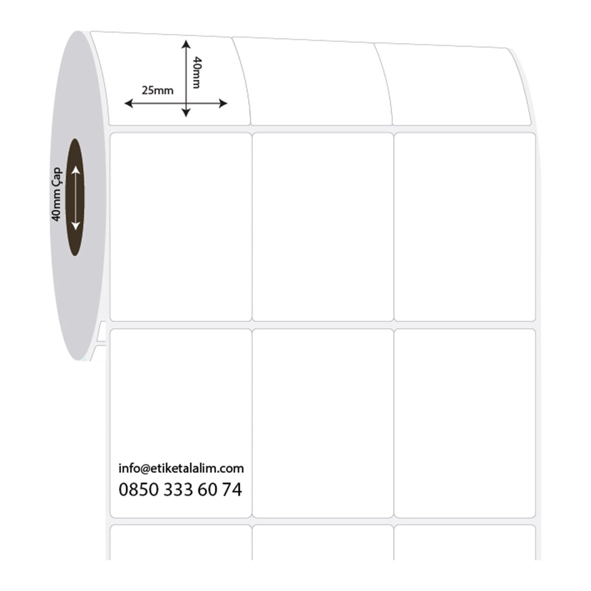 PP Opak Etiket25mm x 40mm 3'lü Bitişik PP Opak Etiket