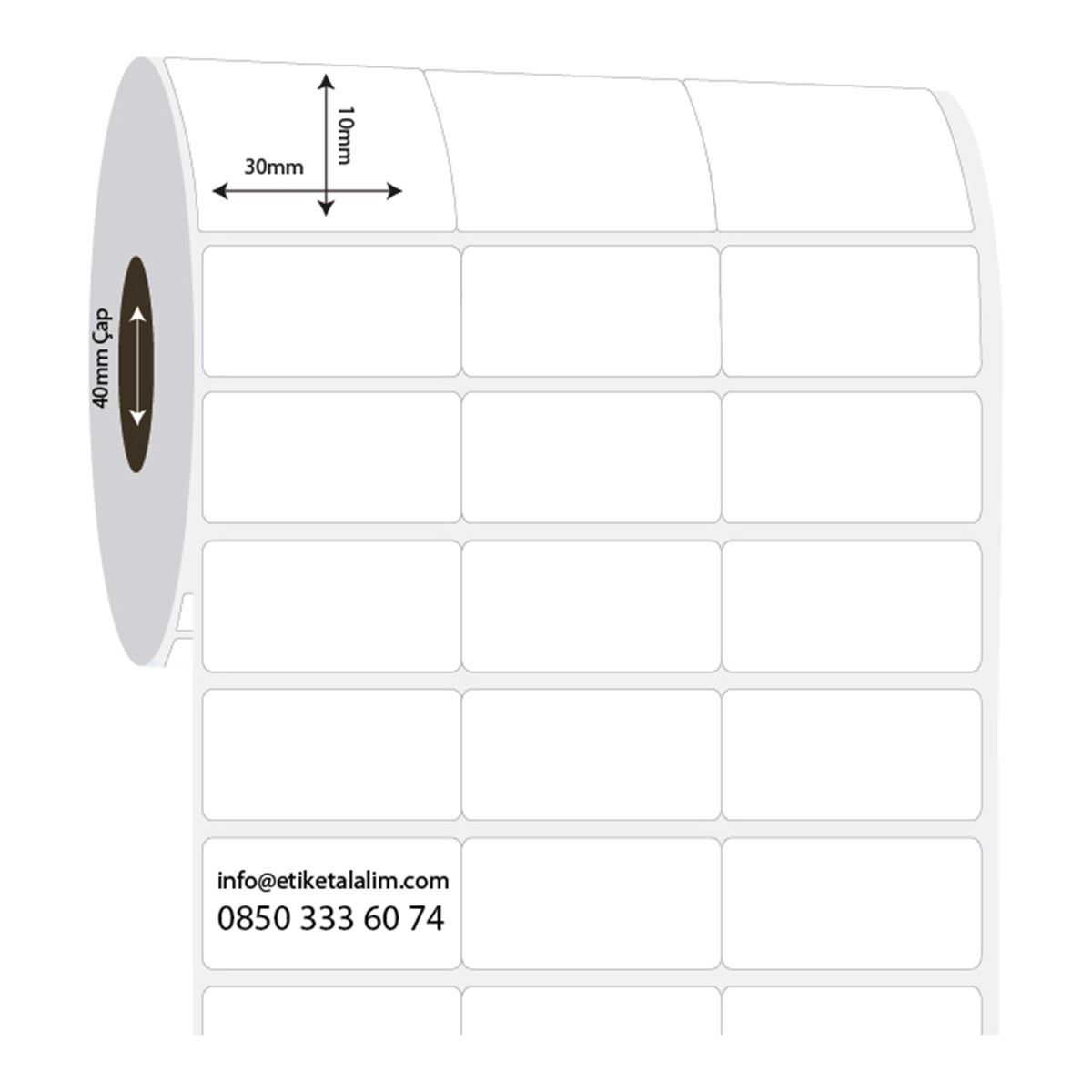 PP Opak Etiket30mm x 10mm 3'lü Bitişik PP Opak Etiket