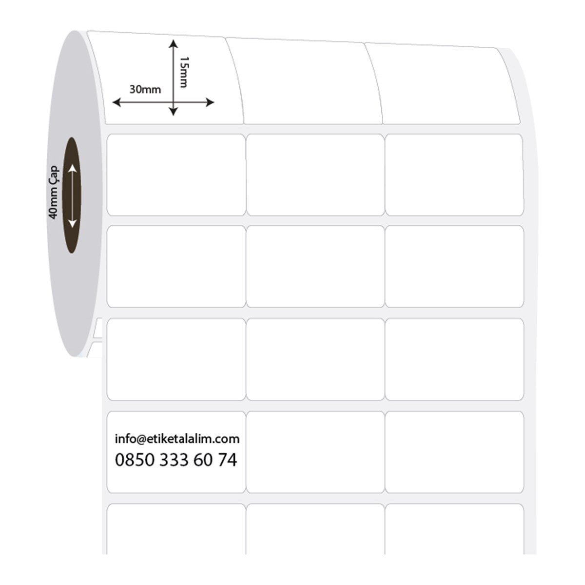 PP Opak Etiket30mm x 15mm 3'lü Bitişik PP Opak Etiket
