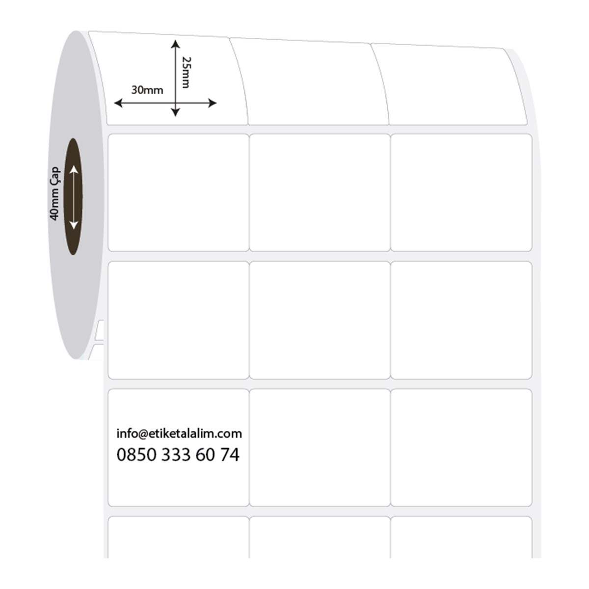 PP Opak Etiket30mm x 25mm 3'lü Bitişik  PP Opak Etiket