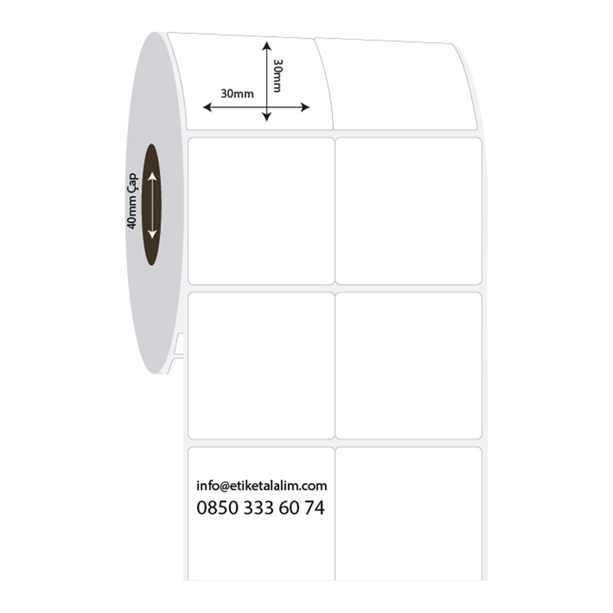 PP Opak Etiket30mm x 30mm 2'li Bitişik PP Opak Etiket