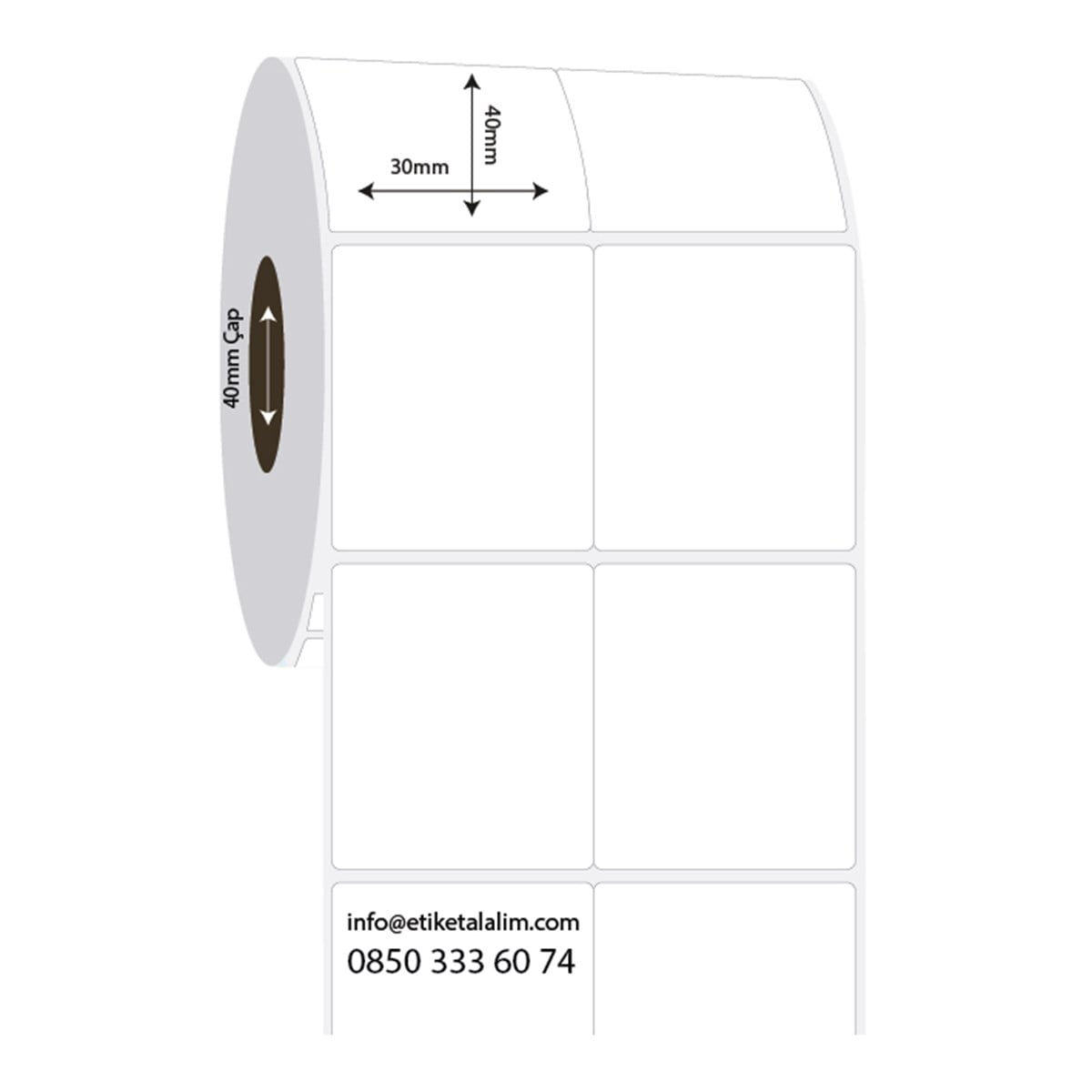 PP Opak Etiket30mm x 40mm 3'lü Bitişik PP Opak Etiket