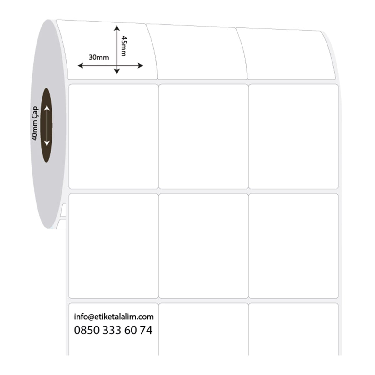 PP Opak Etiket30mm x 45mm 3'lü Bitişik PP Opak Etiket