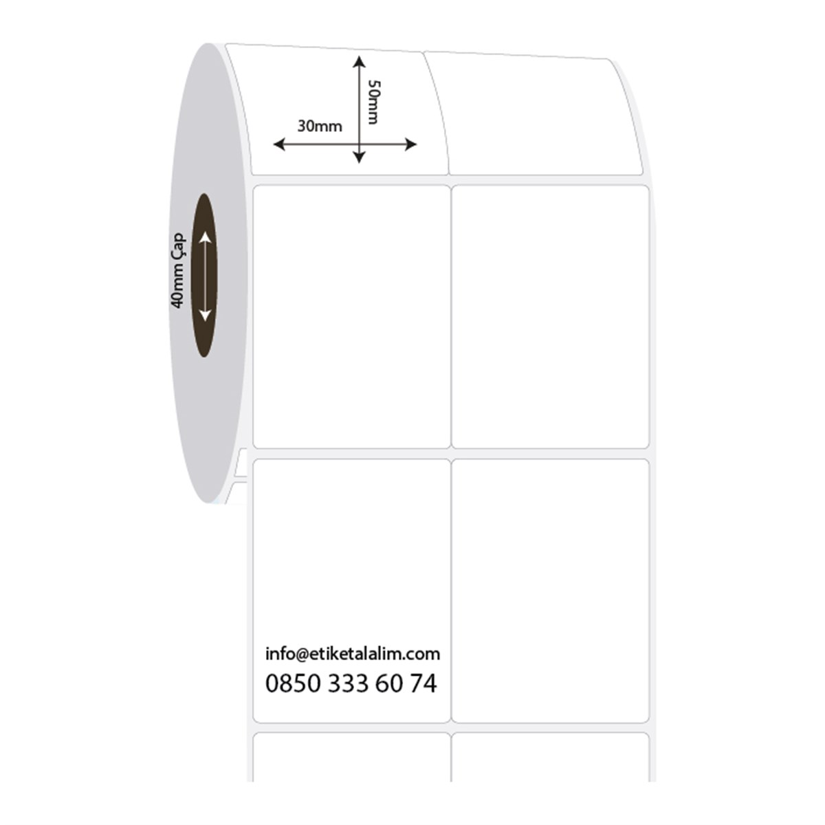 PP Opak Etiket30mm x 50mm 2'li Bitişik PP Opak Etiket