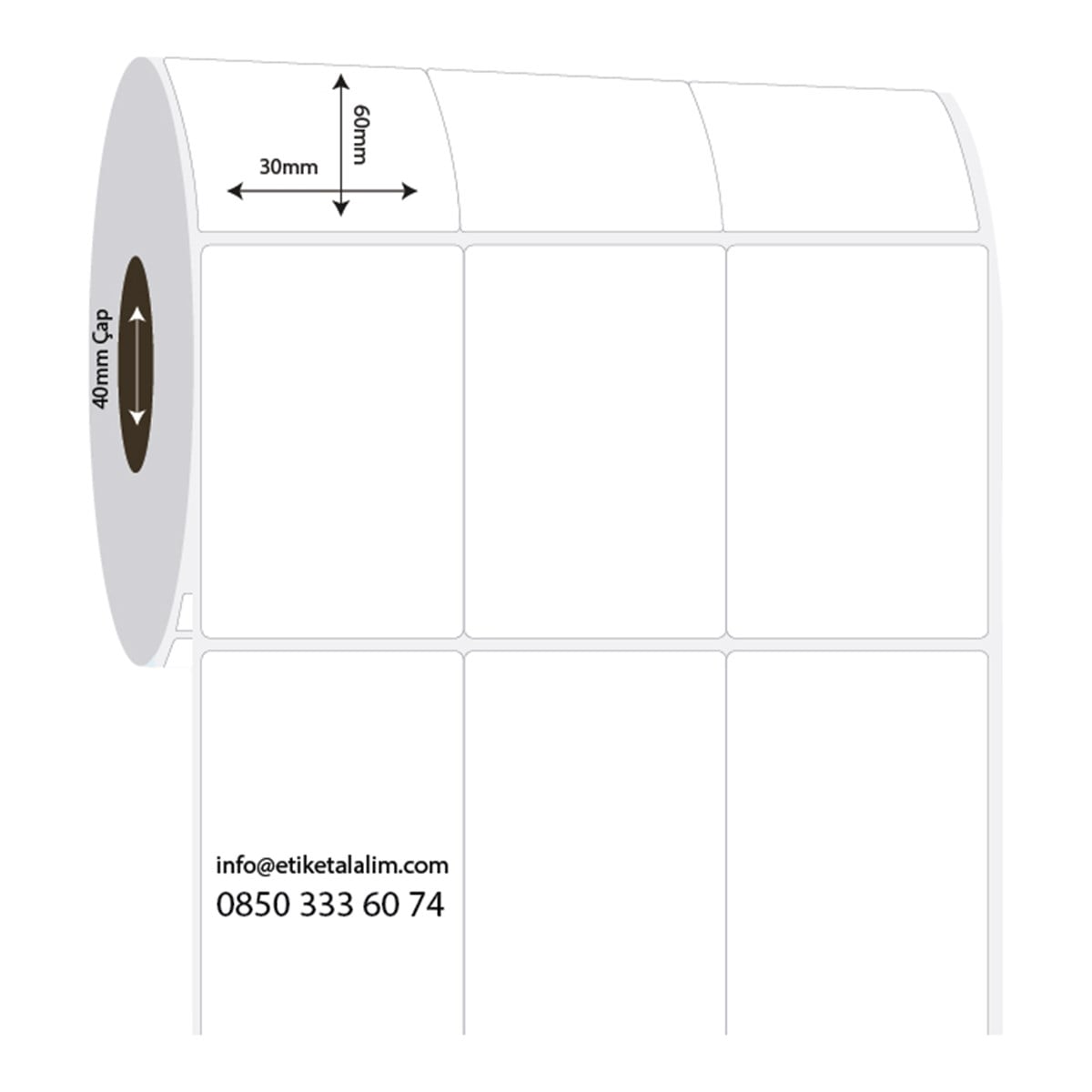 PP Opak Etiket30mm x 60mm 3'lü Bitişik PP Opak Etiket