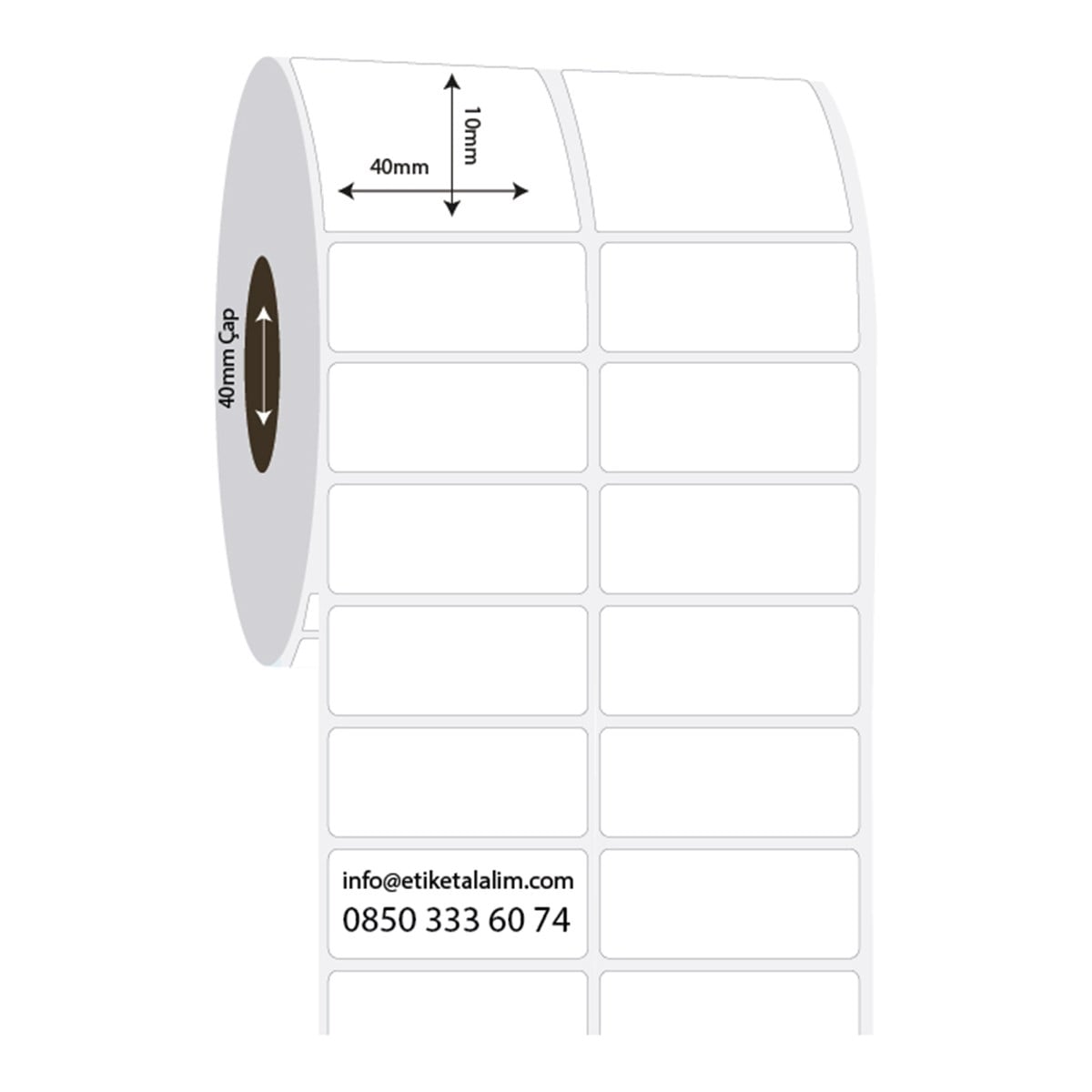 PP Opak Etiket40mm x 10mm 2'li Ara Boşluklu PP Opak Etiket