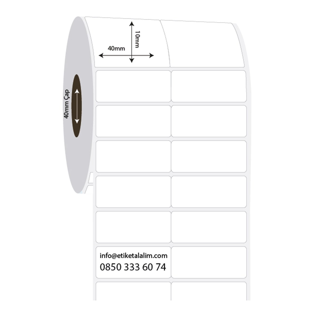 PP Opak Etiket40mm x 10mm 2'li Bitişik PP Opak Etiket