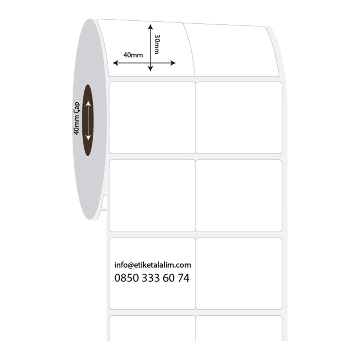 PP Opak Etiket40mm x 30mm 2'li Bitişik PP Opak Etiket