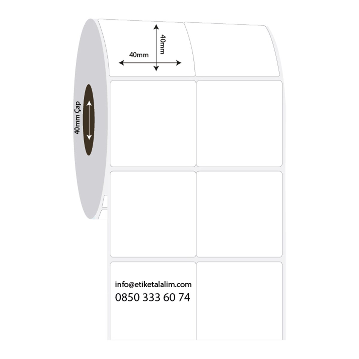 PP Opak Etiket40mm x 40mm 2li Bitişik PP Opak Etiket