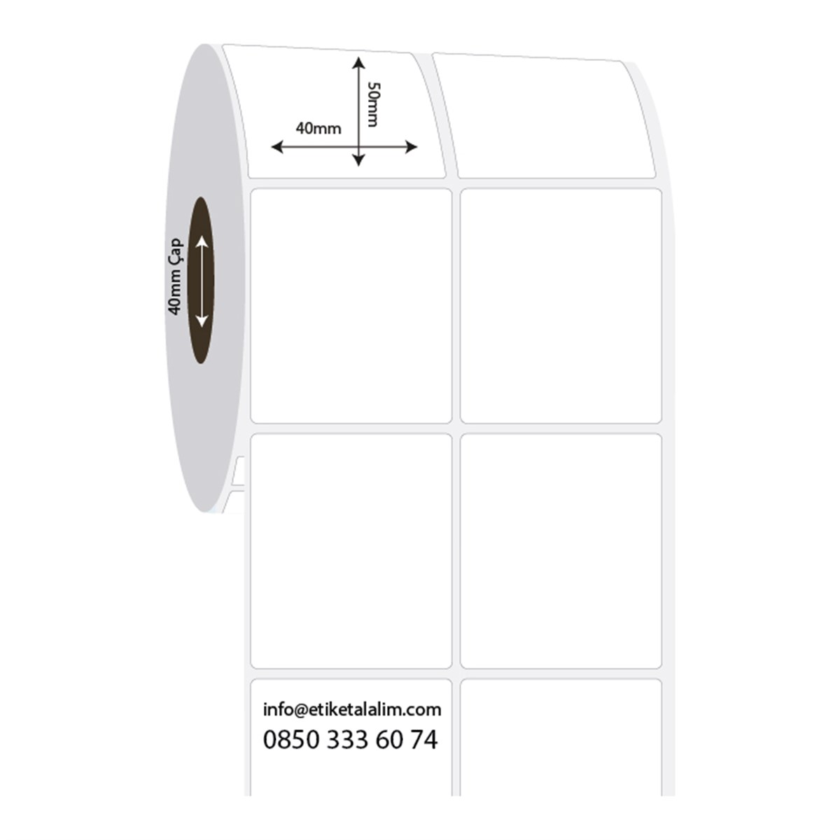 PP Opak Etiket40mm x 50mm 2'li Ara Boşluk PP Opak Etiket
