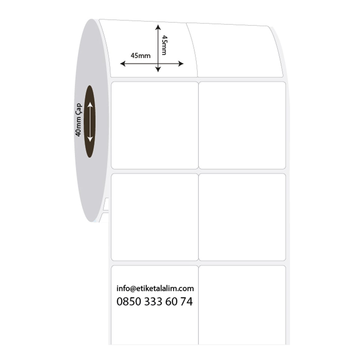 PP Opak Etiket45mm x 45mm 2'li Bitişik PP Opak Etiket