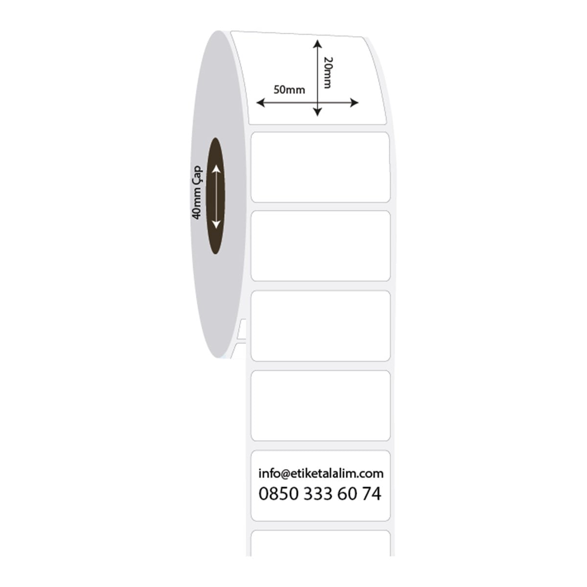PP Opak Etiket50mm x 20mm PP Opak Etiket