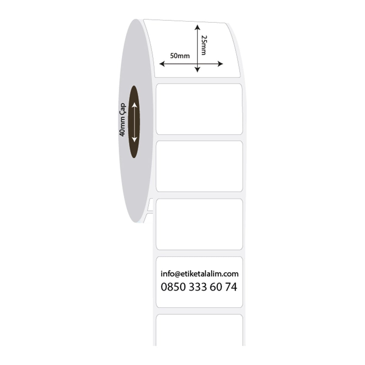 PP Opak Etiket50mm x 25mm PP Opak Etiket