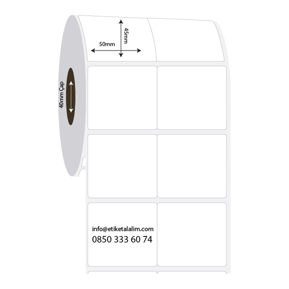 PP Opak Etiket50mm x 45mm 2'li Bitişik PP Opak Etiket