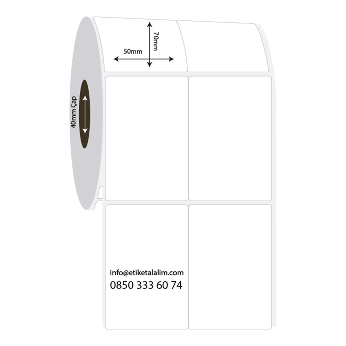 PP Opak Etiket50mm x 70mm 2'li Bitişik PP Opak Etiket