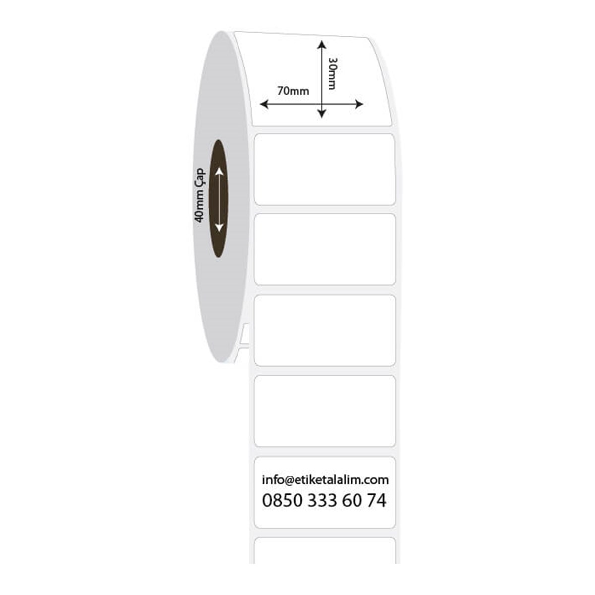 PP Opak Etiket70mm x 30mm PP Opak Etiket