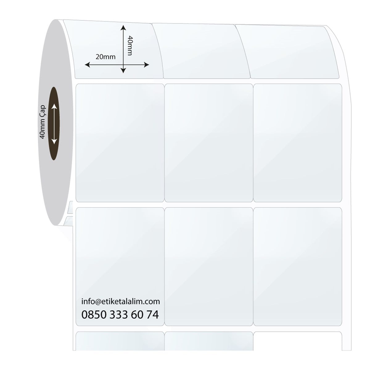 PP Şeffaf Etiket20mm x 40mm 3'lü Bitişik PP Şeffaf Etiket