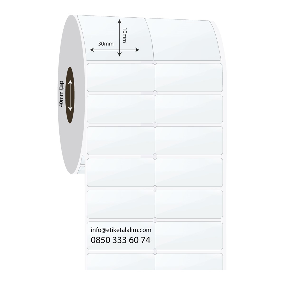 PP Şeffaf Etiket30mm x 10mm 2'li Bitişik PP Şeffaf Etiket