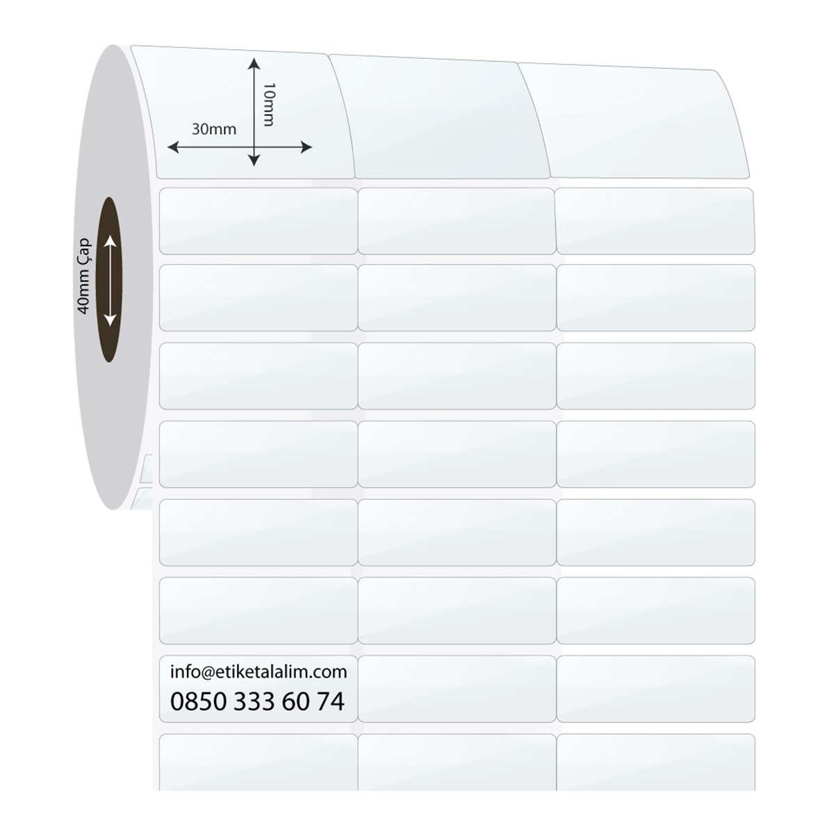 PP Şeffaf Etiket30mm x 10mm 3'lü Bitişik PP Şeffaf Etiket