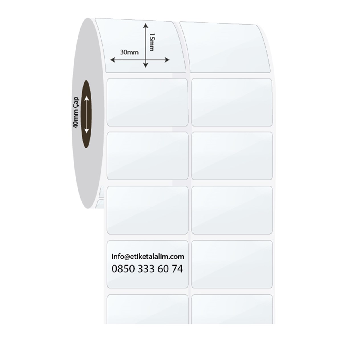 PP Şeffaf Etiket30mm x 15mm 2'li Ara Boşluklu PP Şeffaf Etiket