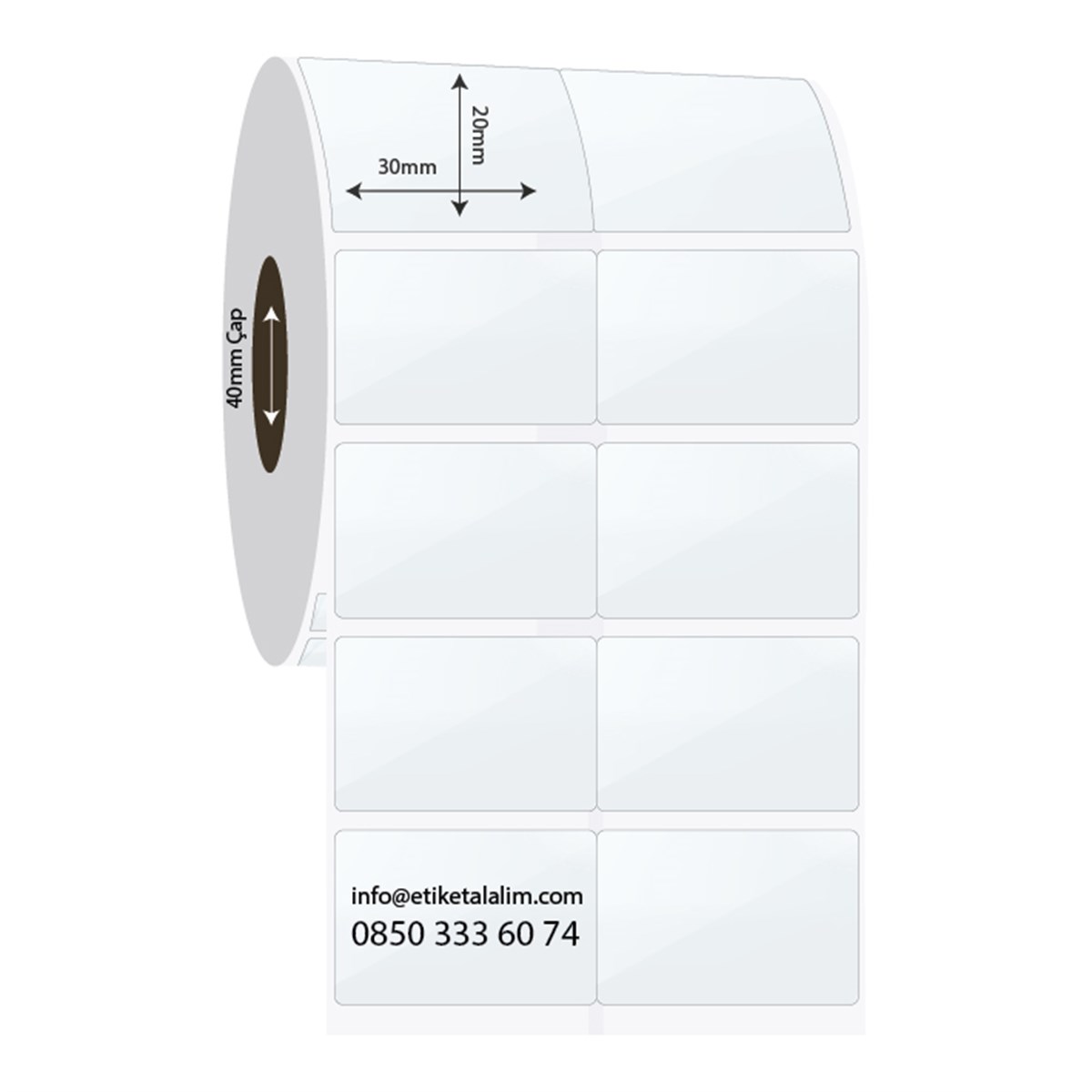 PP Şeffaf Etiket30mm x 20mm 2'li Bitişik PP Şeffaf Etiket