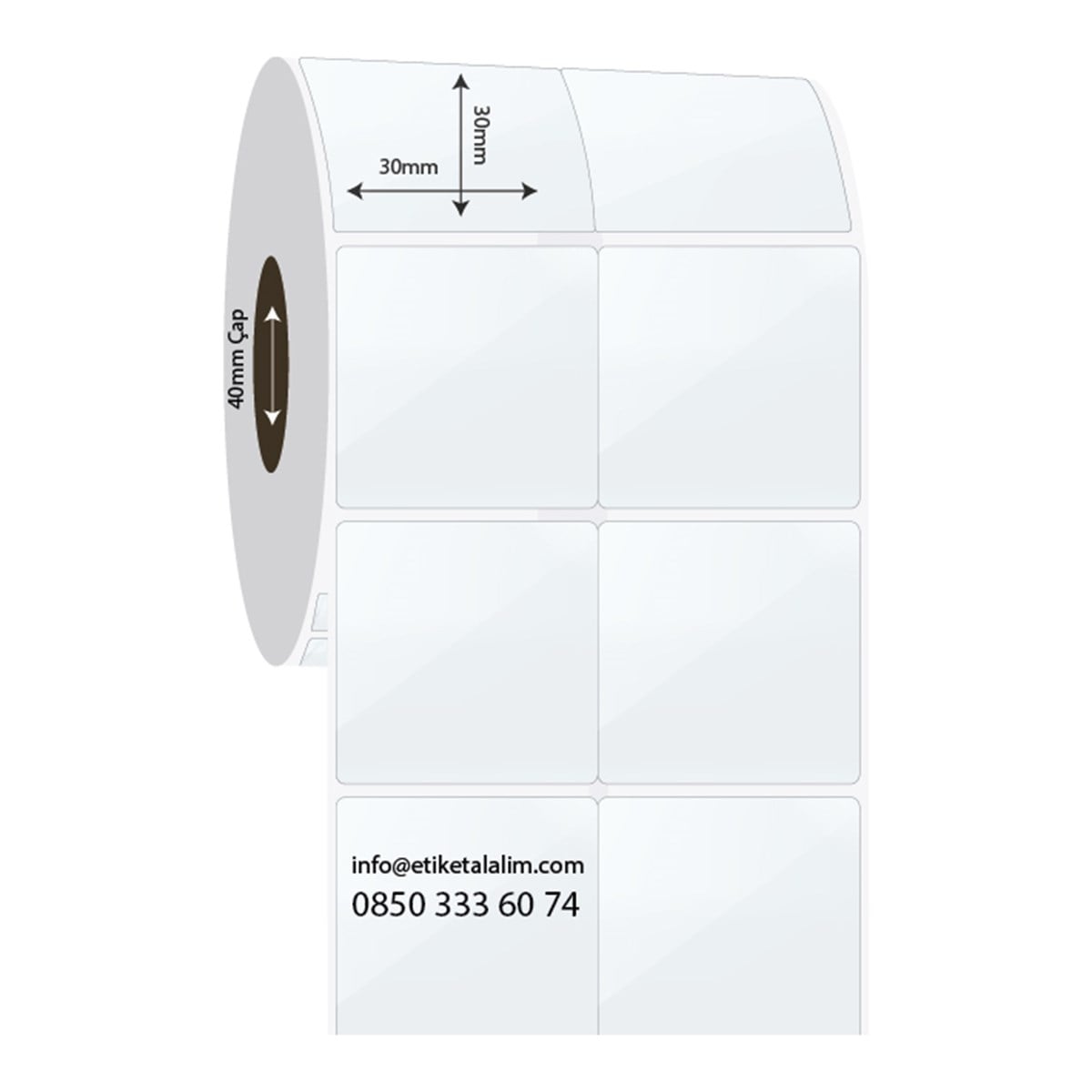 PP Şeffaf Etiket30mm x 30mm 2'li Bitişik PP Şeffaf Etiket