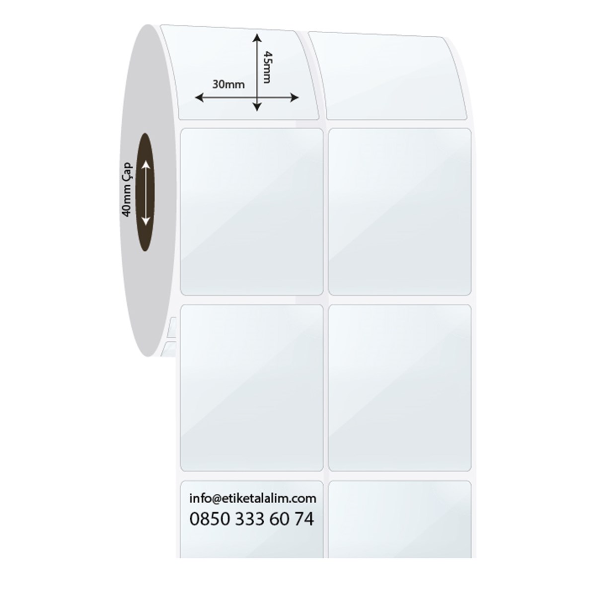 PP Şeffaf Etiket30mm x 45mm 2'li Ara Boşluklu PP Şeffaf Etiket