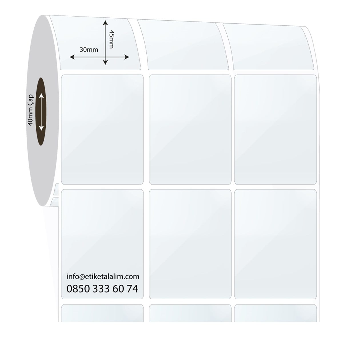 PP Şeffaf Etiket30mm x 45mm 3'lü Ara Boşluklu PP Şeffaf Etiket